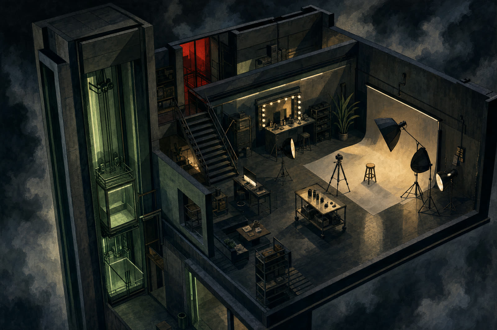 Floor 04 — the content floor, painted Dark Deco