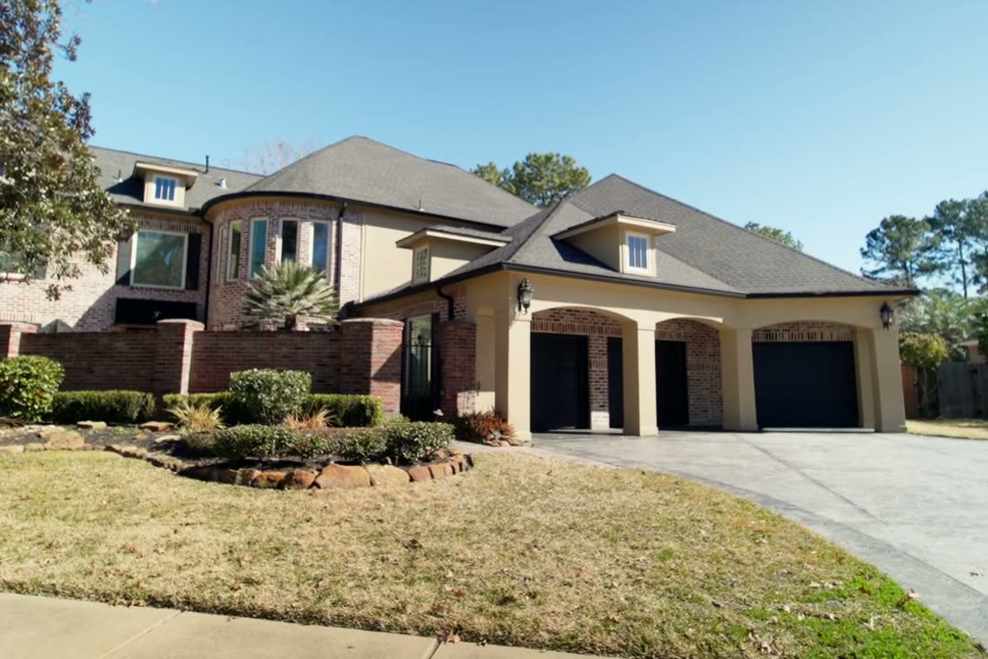 Brick home with three-car garage